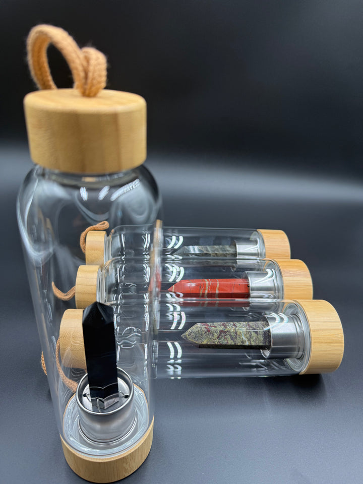 Crystal Infusion Glass & Bamboo Water Bottle