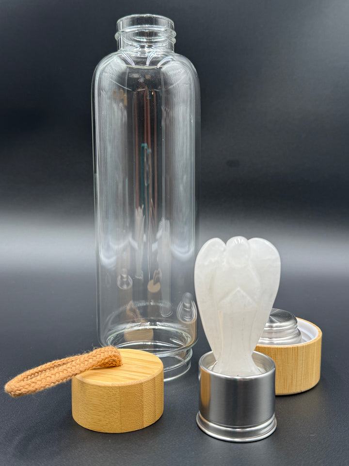 Angel - Crystal Infusion Glass & Bamboo Water Bottle