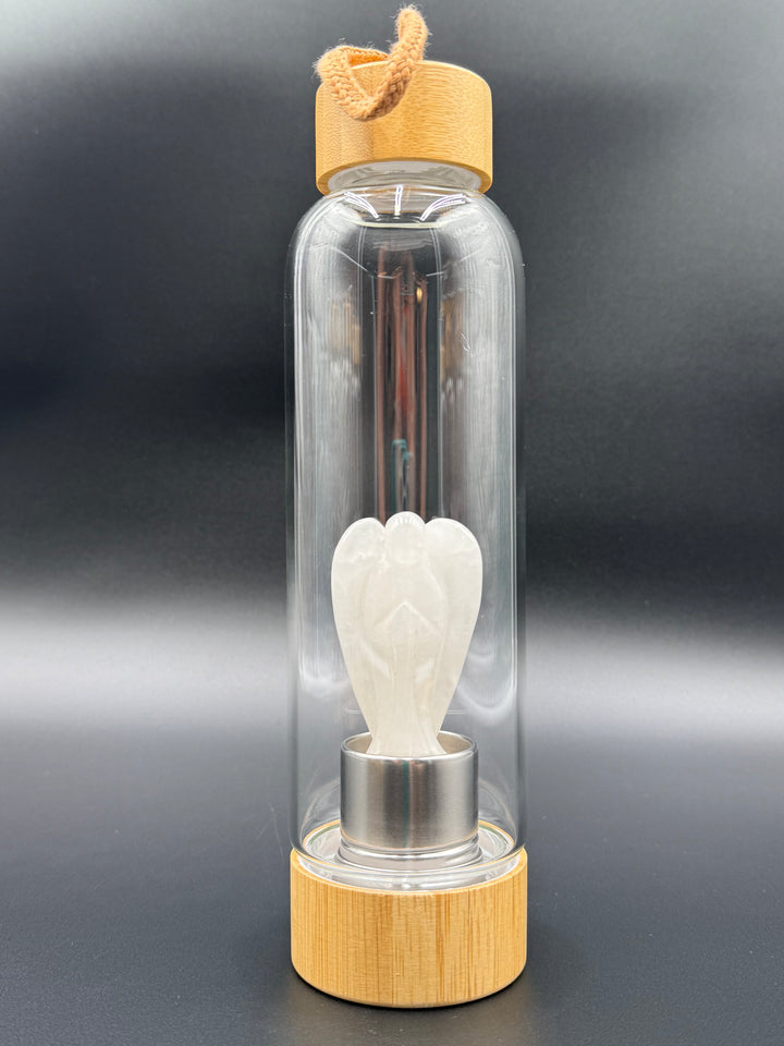 Angel - Crystal Infusion Glass & Bamboo Water Bottle