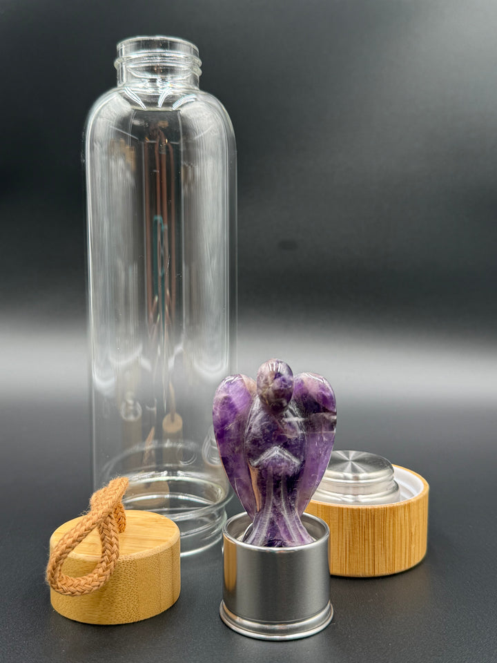 Angel - Crystal Infusion Glass & Bamboo Water Bottle