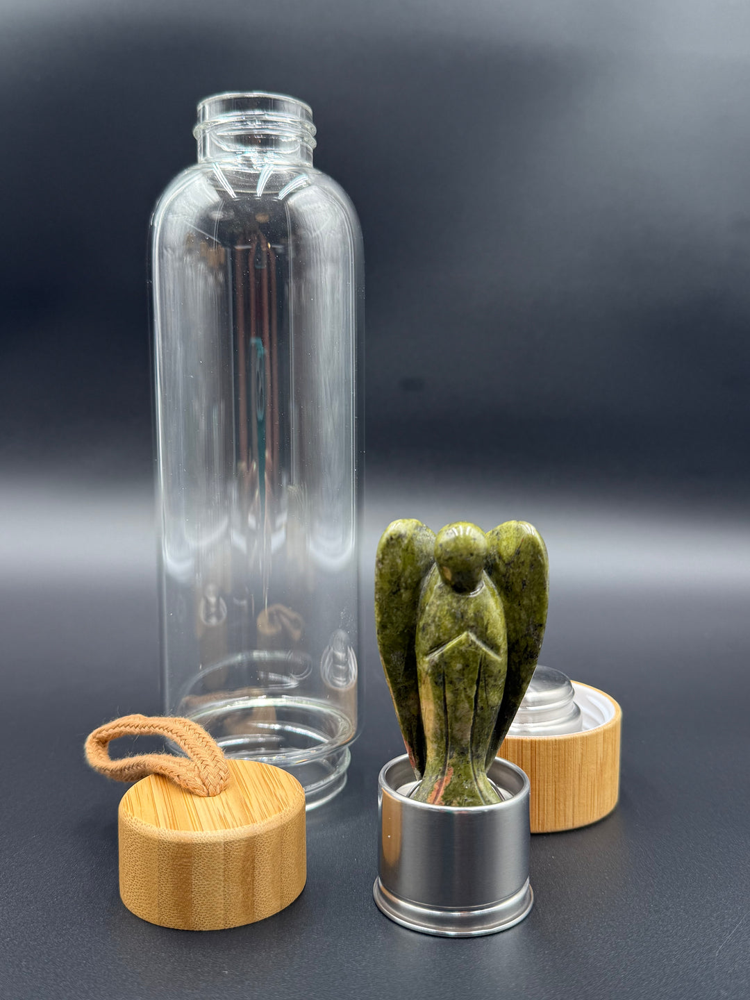 Angel - Crystal Infusion Glass & Bamboo Water Bottle