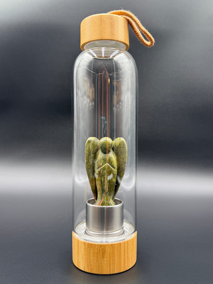 Angel - Crystal Infusion Glass & Bamboo Water Bottle