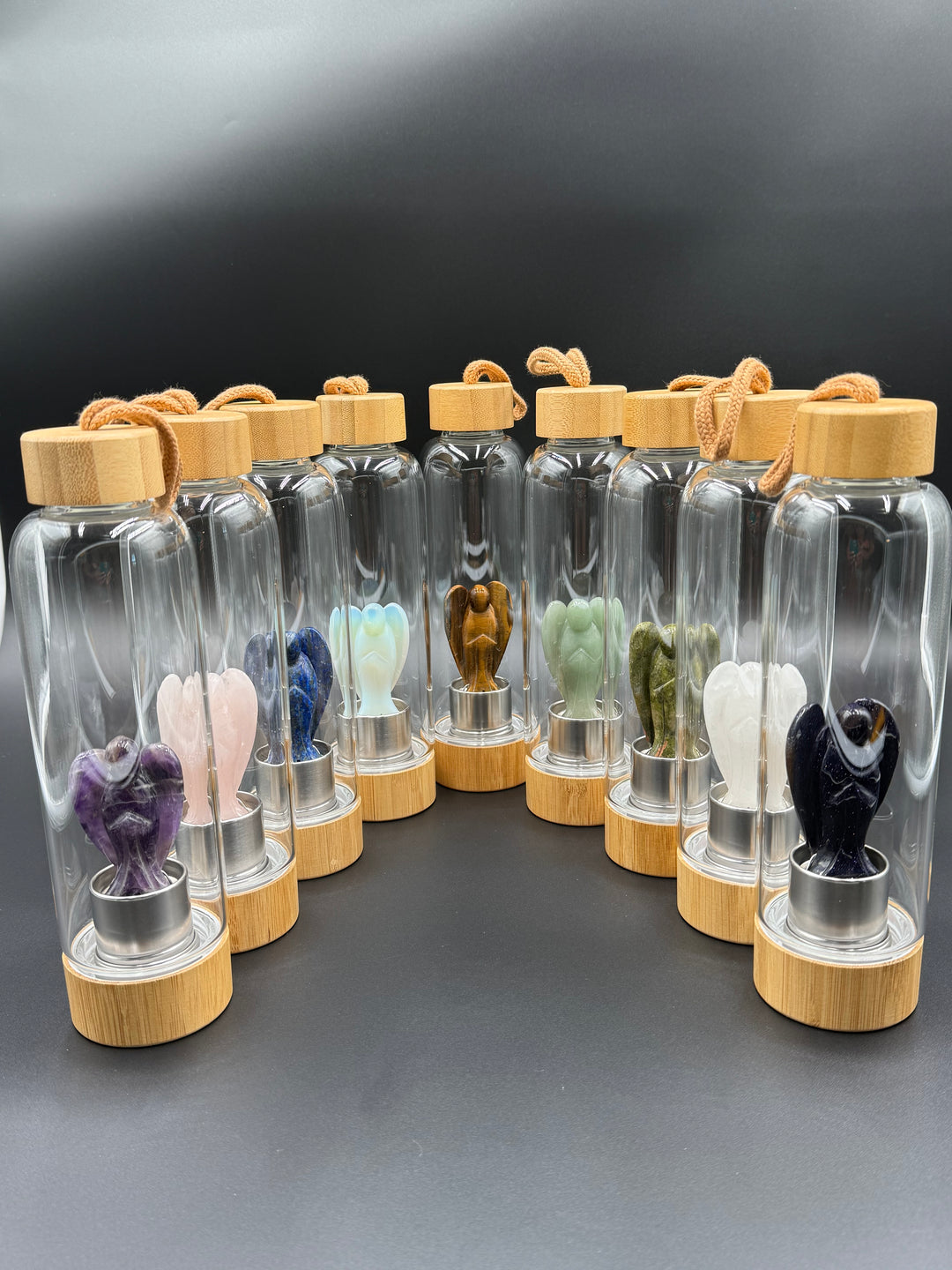 Angel - Crystal Infusion Glass & Bamboo Water Bottle