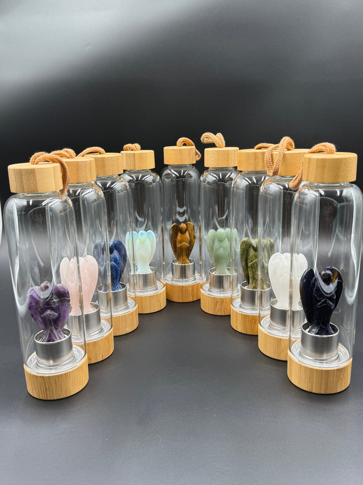 Angel - Crystal Infusion Glass & Bamboo Water Bottle