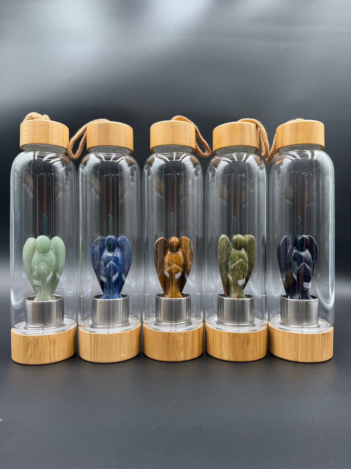 Angel - Crystal Infusion Glass & Bamboo Water Bottle