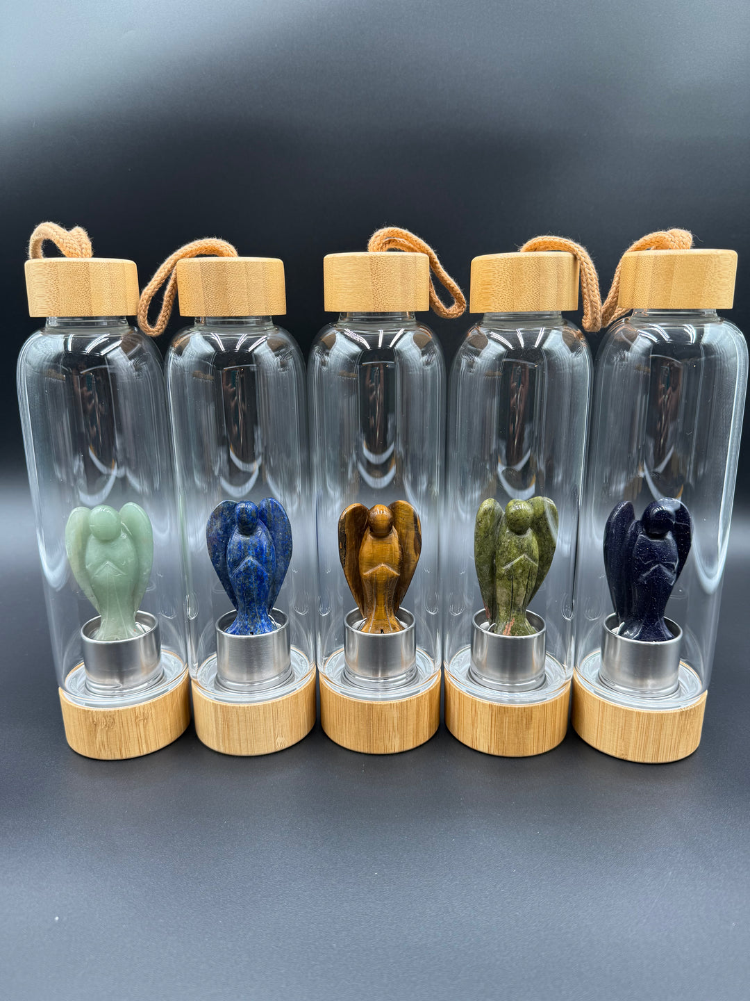 Angel - Crystal Infusion Glass & Bamboo Water Bottle