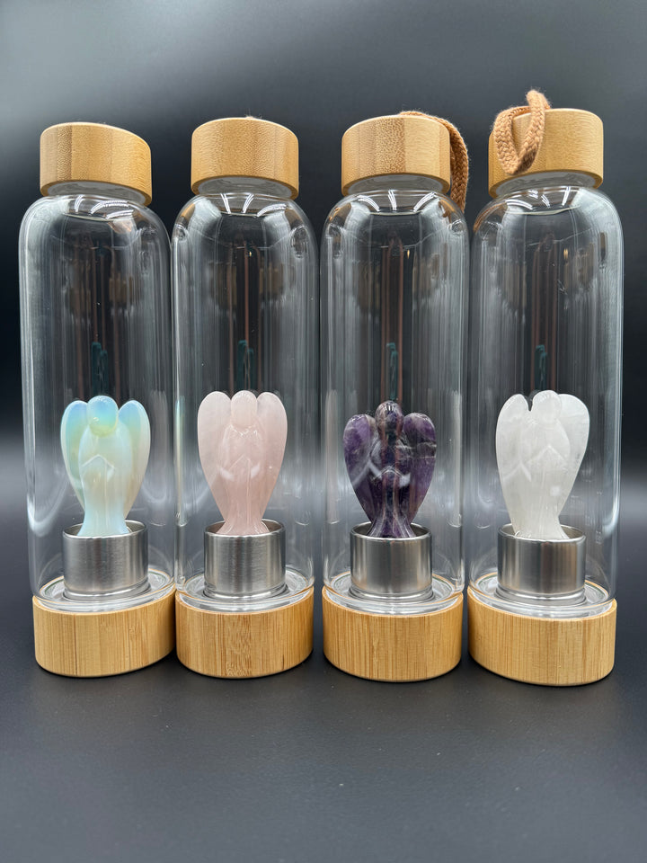 Angel - Crystal Infusion Glass & Bamboo Water Bottle