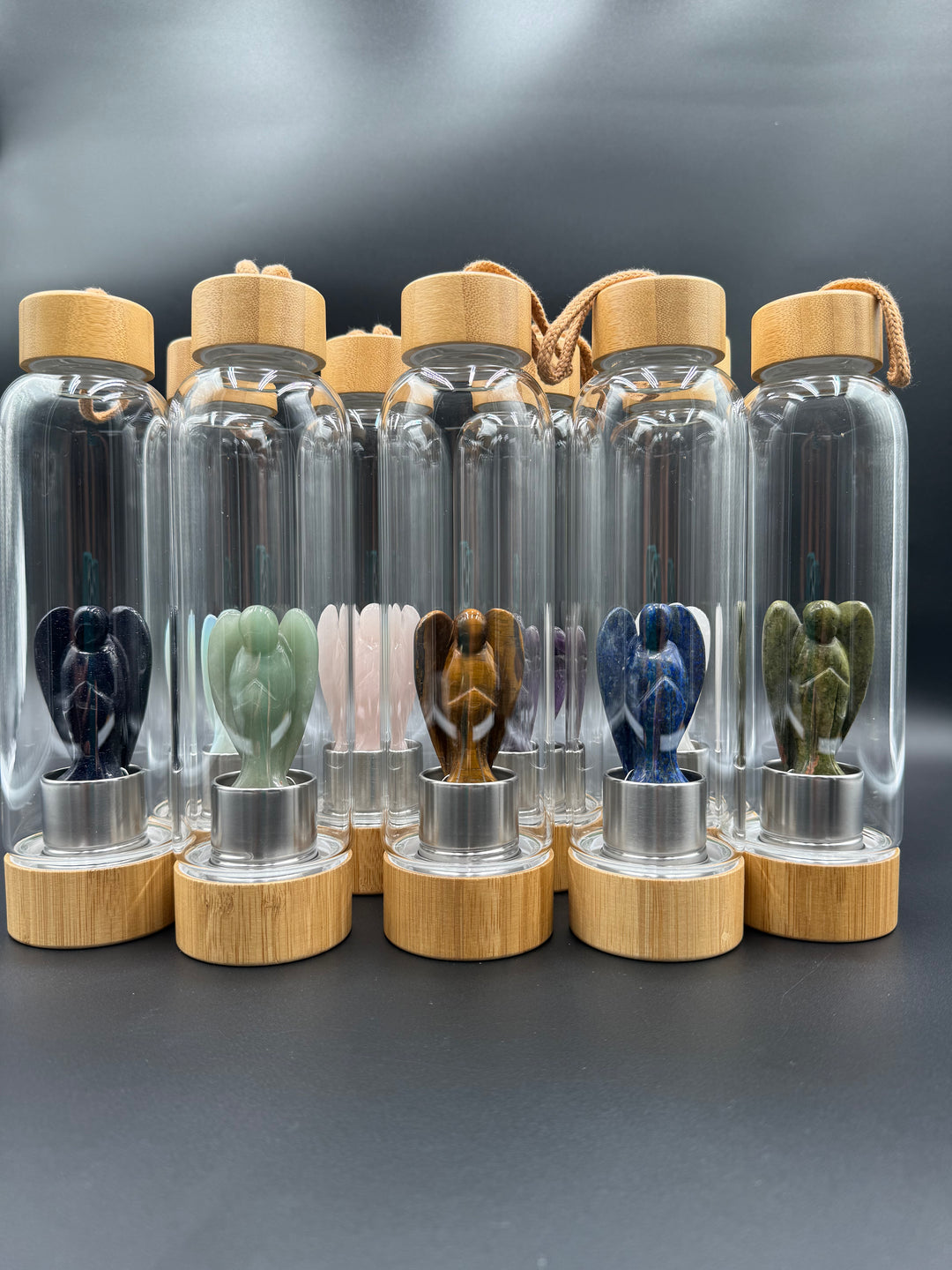Angel - Crystal Infusion Glass & Bamboo Water Bottle