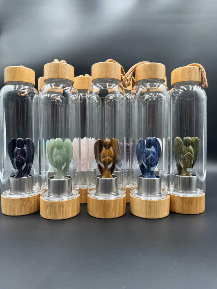 Angel - Crystal Infusion Glass & Bamboo Water Bottle