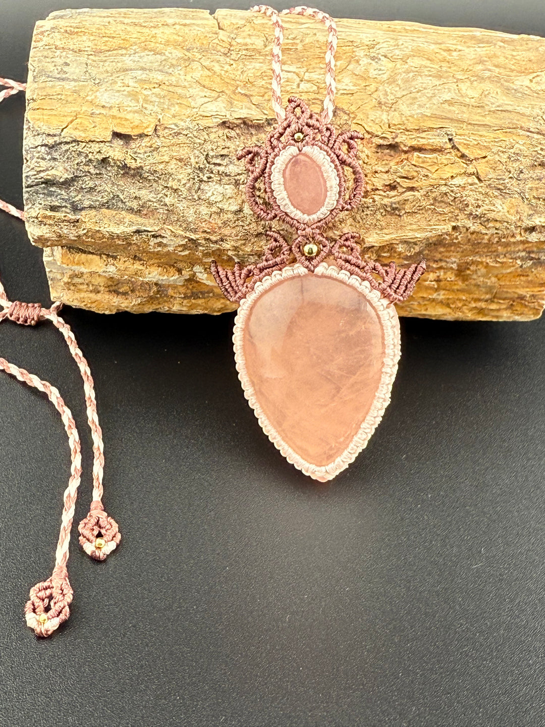 Rose Quartz Self-Love & Heart Healing Macramé Necklace