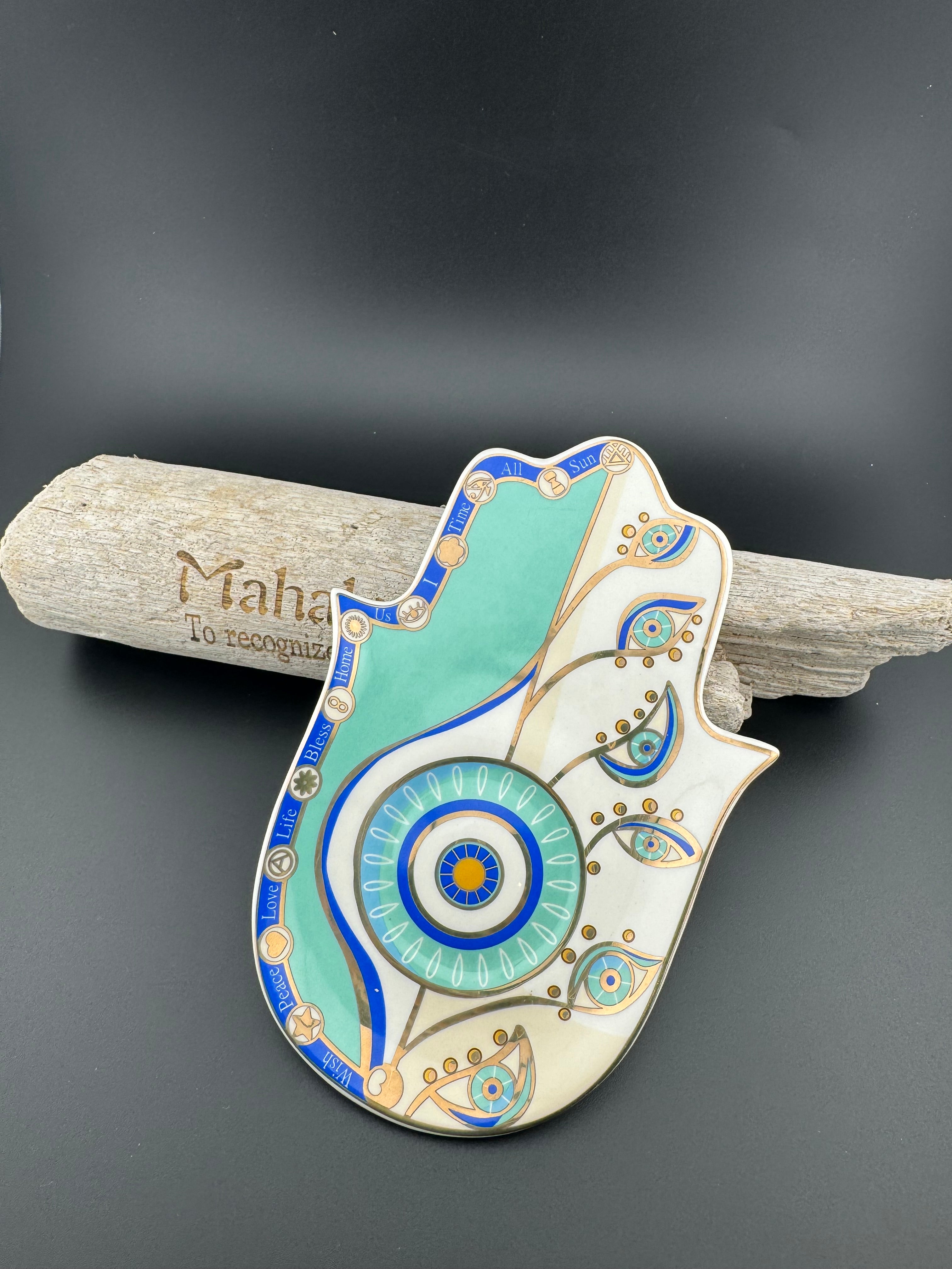 Harmony's Gaze - Hamsa Hand Positive Affirmations Plate for
