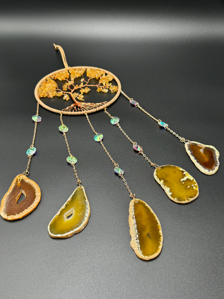 Golden Harmony Tree of Life Dream Catcher