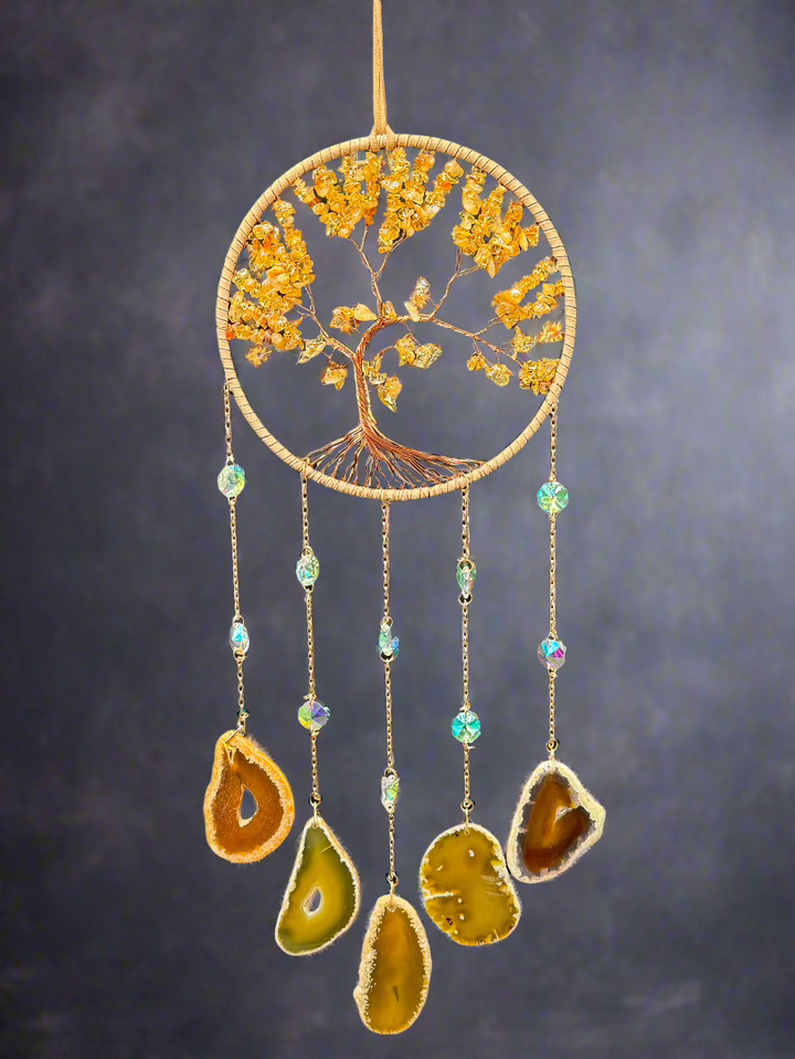 Golden Harmony Tree of Life Dream Catcher
