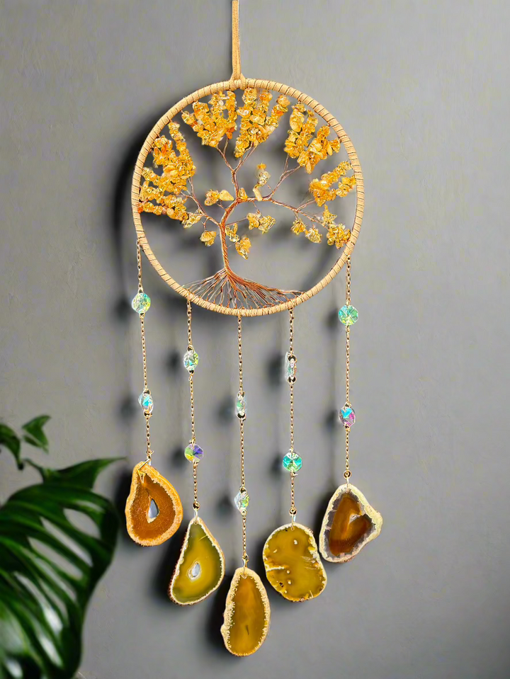 Golden Harmony Tree of Life Dream Catcher