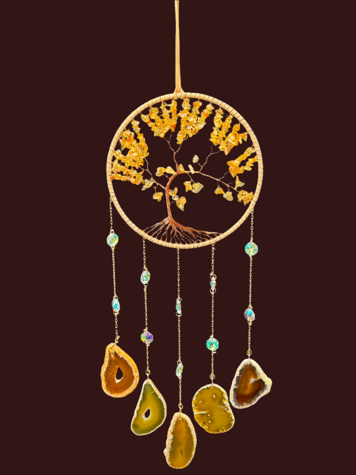 Golden Harmony Tree of Life Dream Catcher