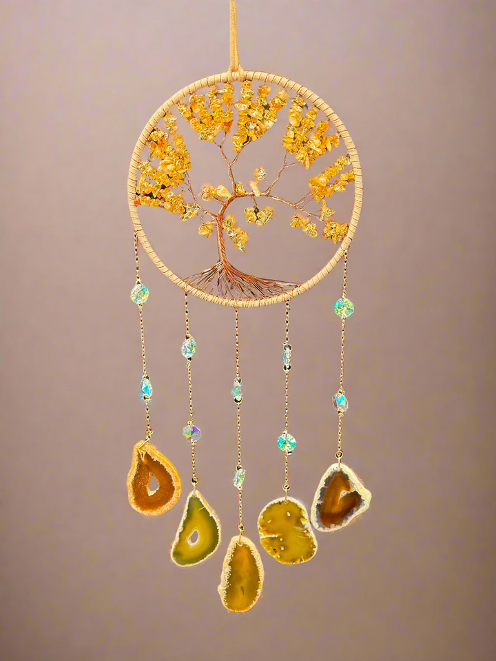 Golden Harmony Tree of Life Dream Catcher