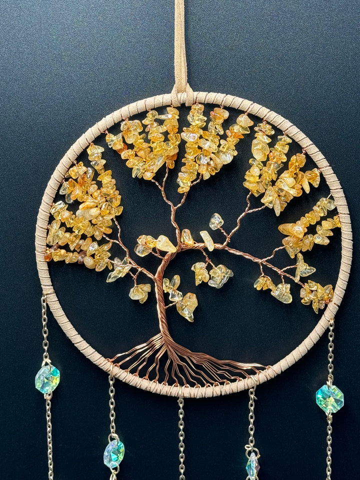 Golden Harmony Tree of Life Dream Catcher