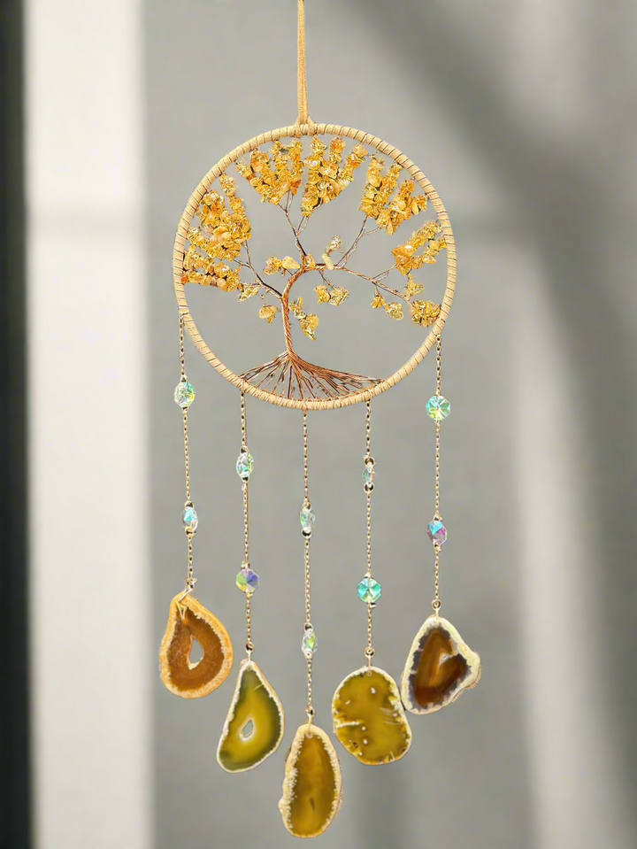 Golden Harmony Tree of Life Dream Catcher