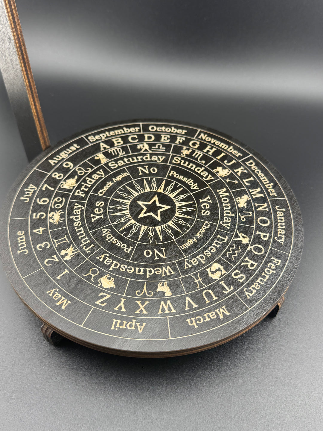 Wooden Pendulum Stand with Celestial Stars & Moon Design