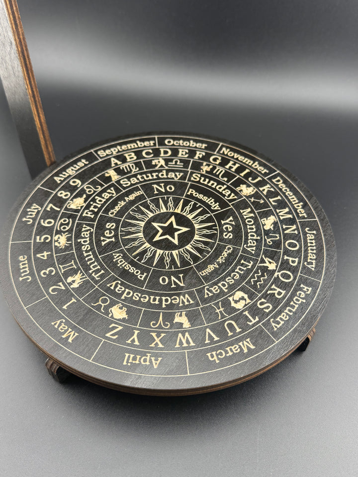 Wooden Pendulum Stand with Celestial Stars & Moon Design