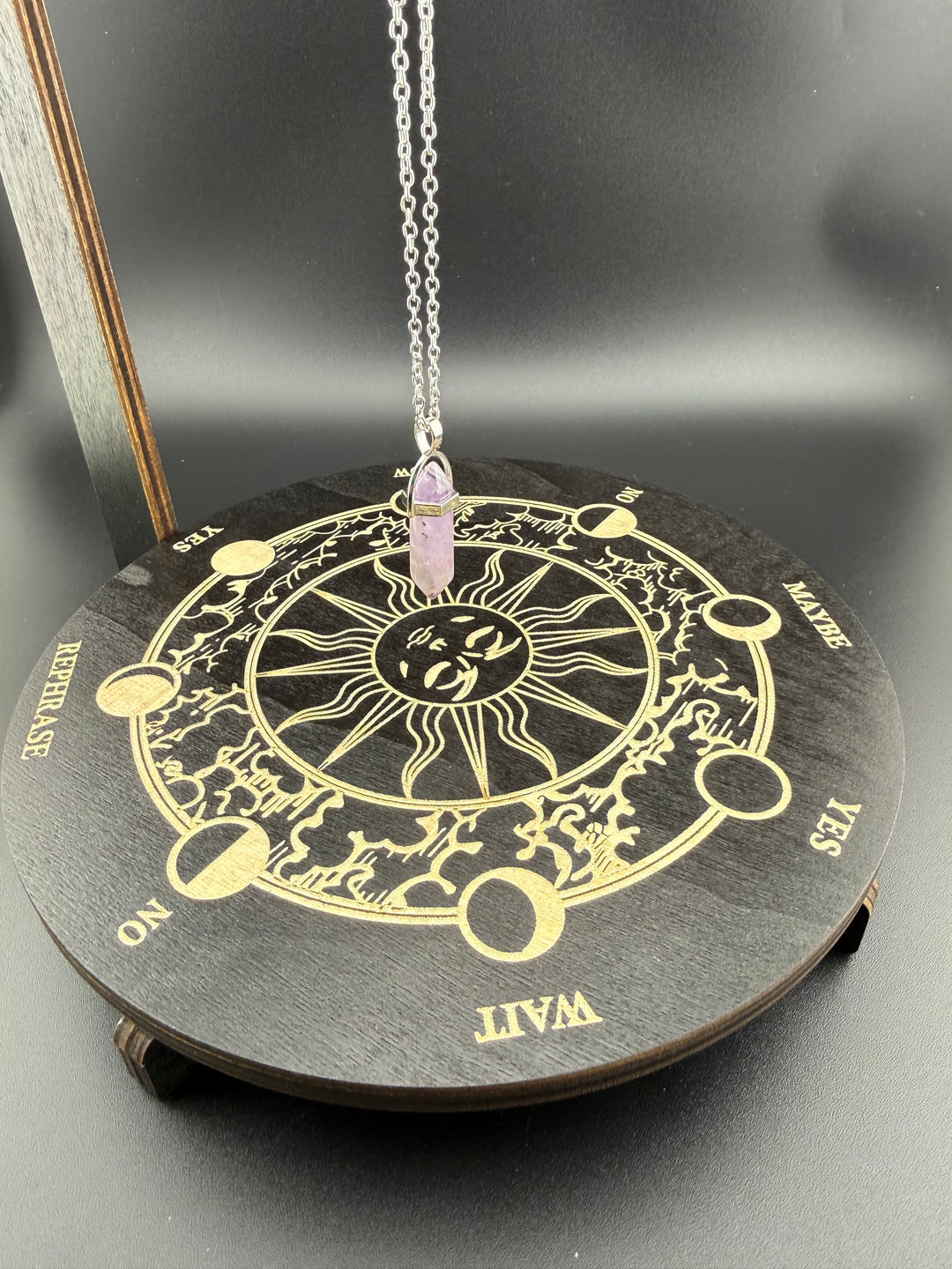 Wooden Pendulum Stand with Celestial Stars & Moon Design