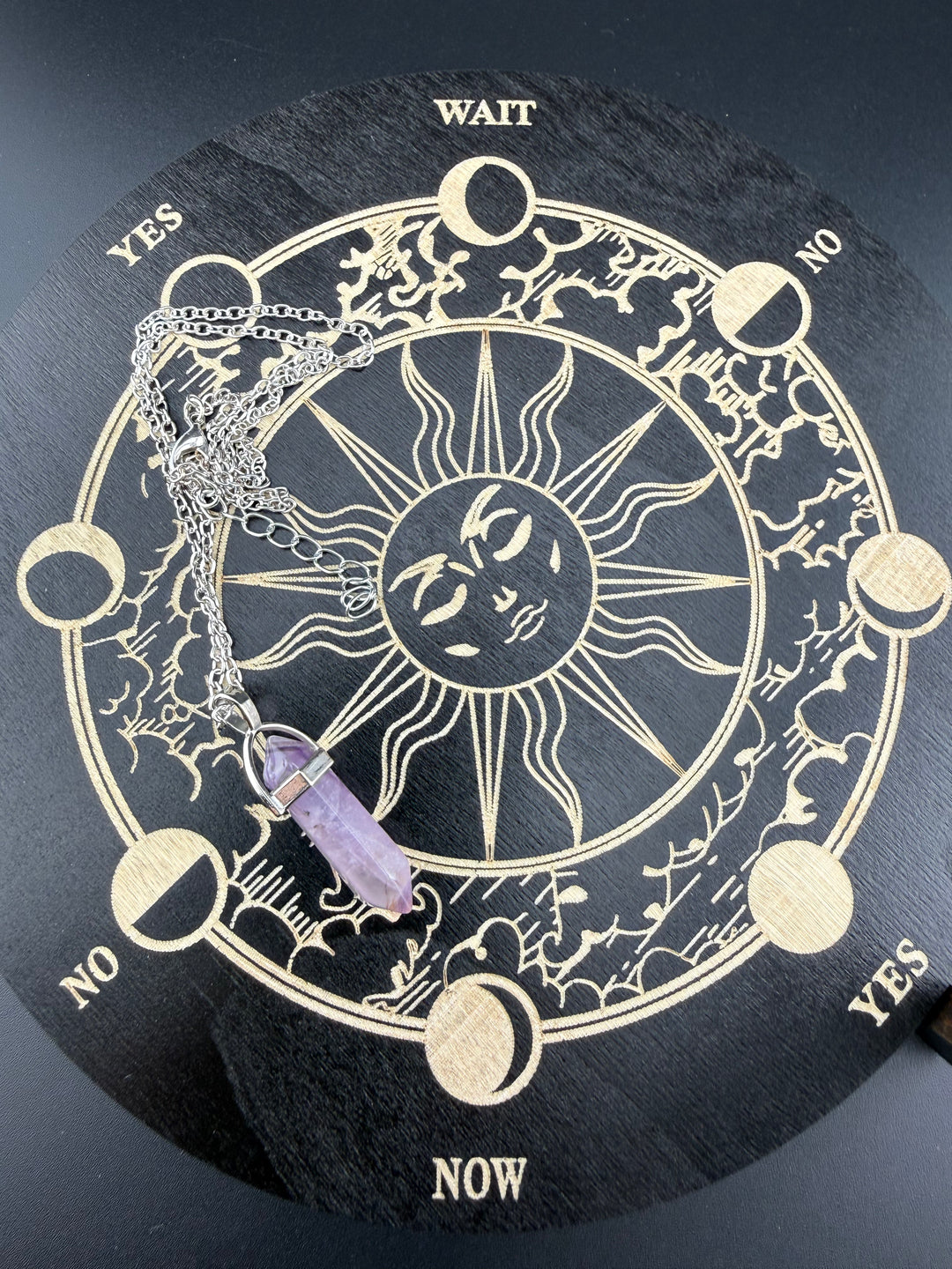 Wooden Pendulum Stand with Celestial Stars & Moon Design