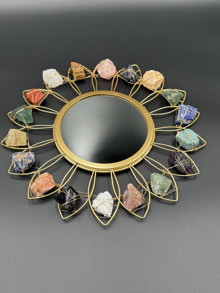 Golden Aura Crystal Flower Mirror