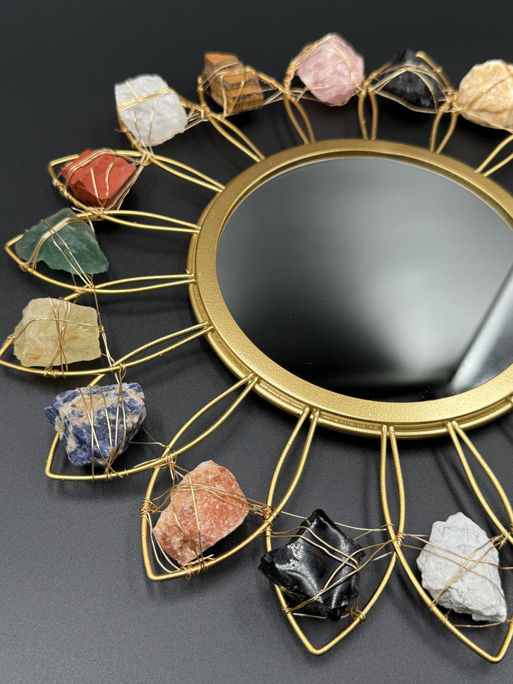 Golden Aura Crystal Flower Mirror