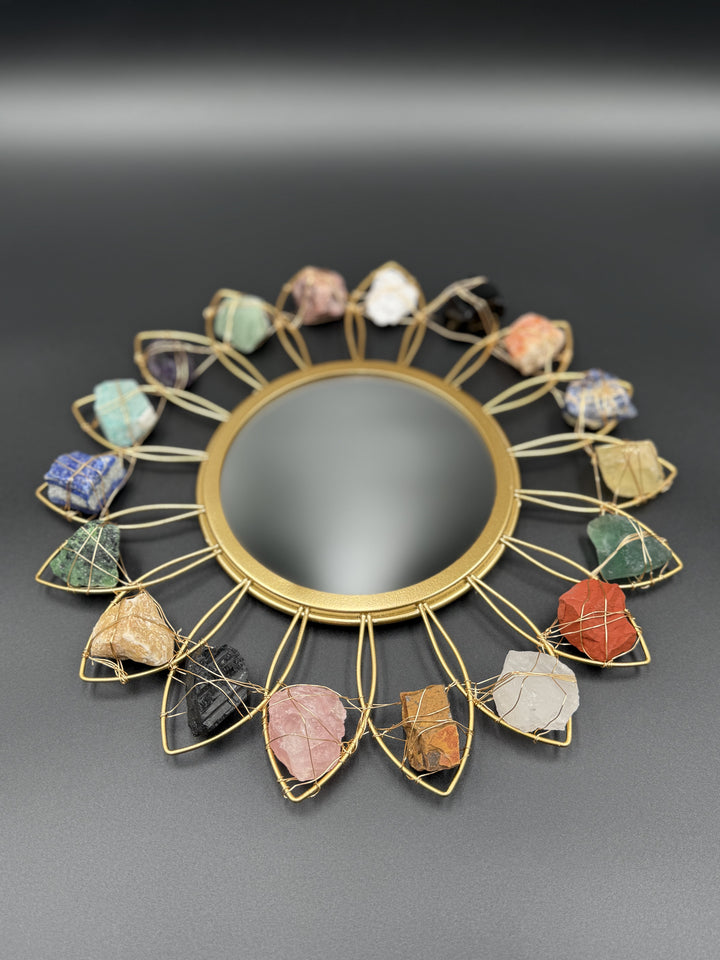 Golden Aura Crystal Flower Mirror