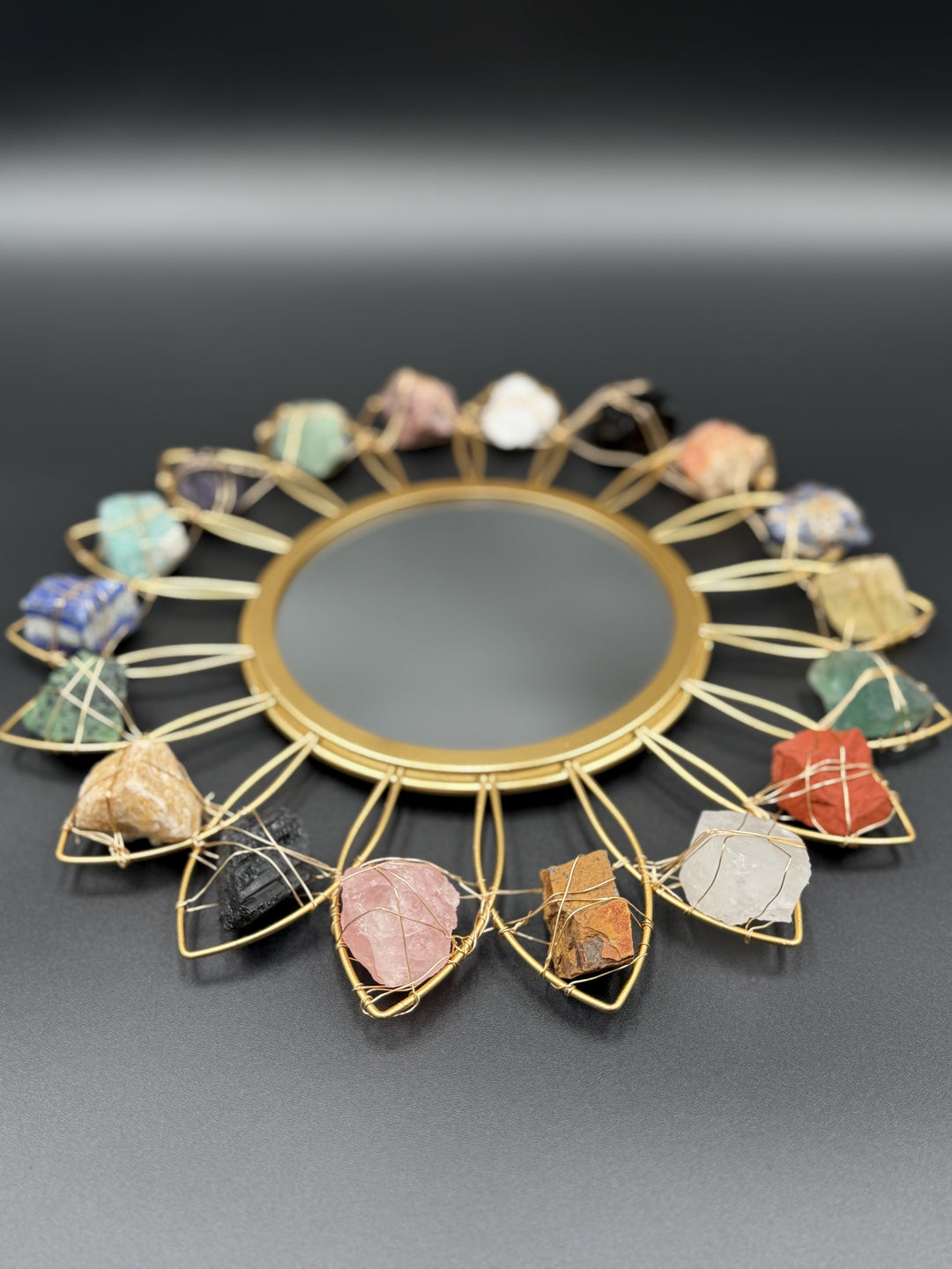 Golden Aura Crystal Flower Mirror
