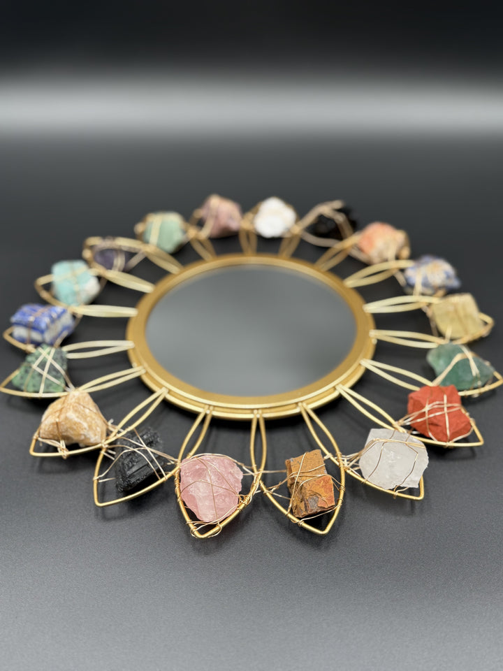 Golden Aura Crystal Flower Mirror