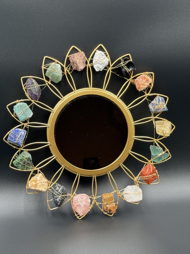 Golden Aura Crystal Flower Mirror