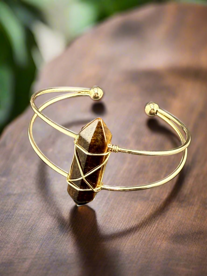 Double Terminated Crystal Point Cuff Bracelet