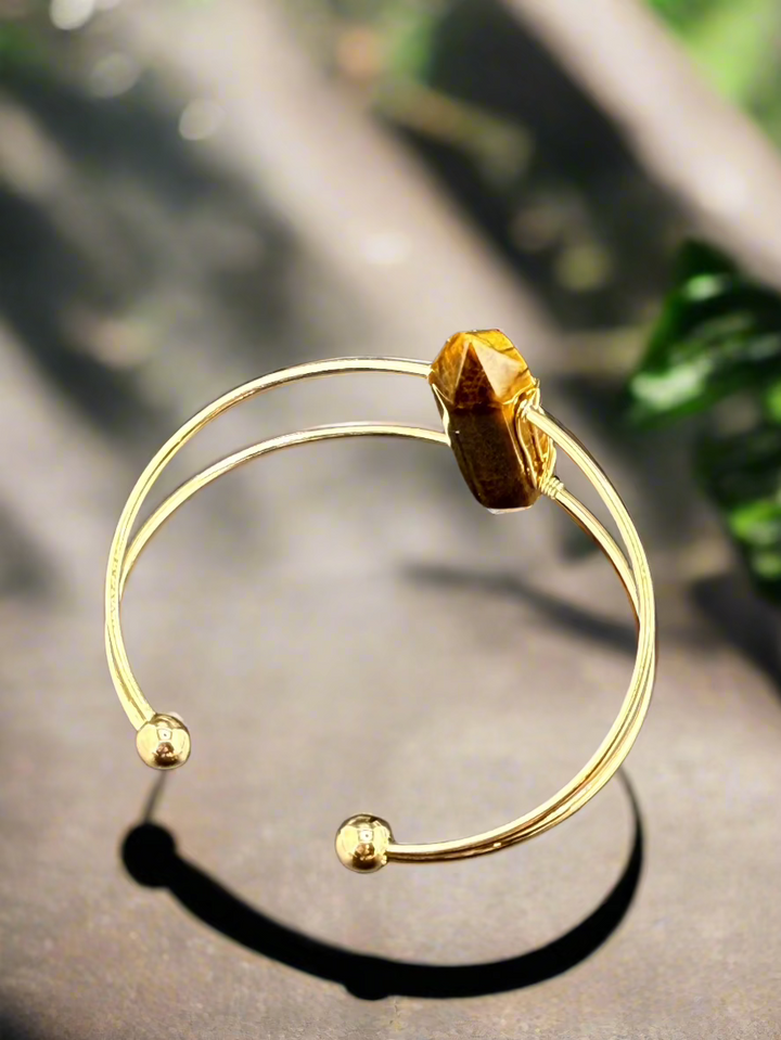Double Terminated Crystal Point Cuff Bracelet
