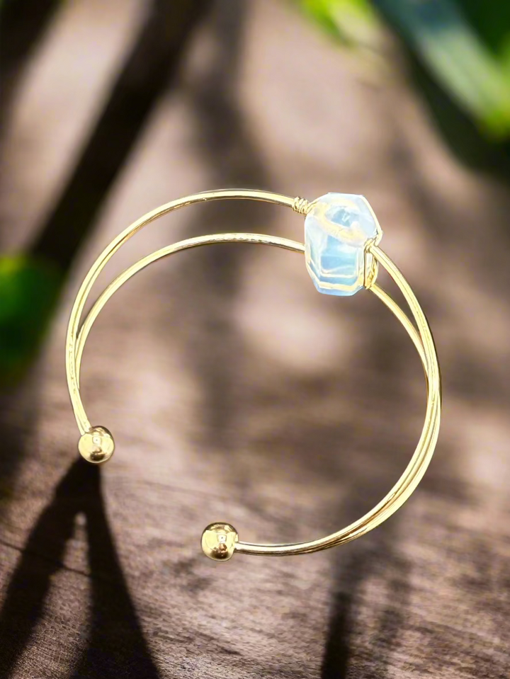 Double Terminated Crystal Point Cuff Bracelet