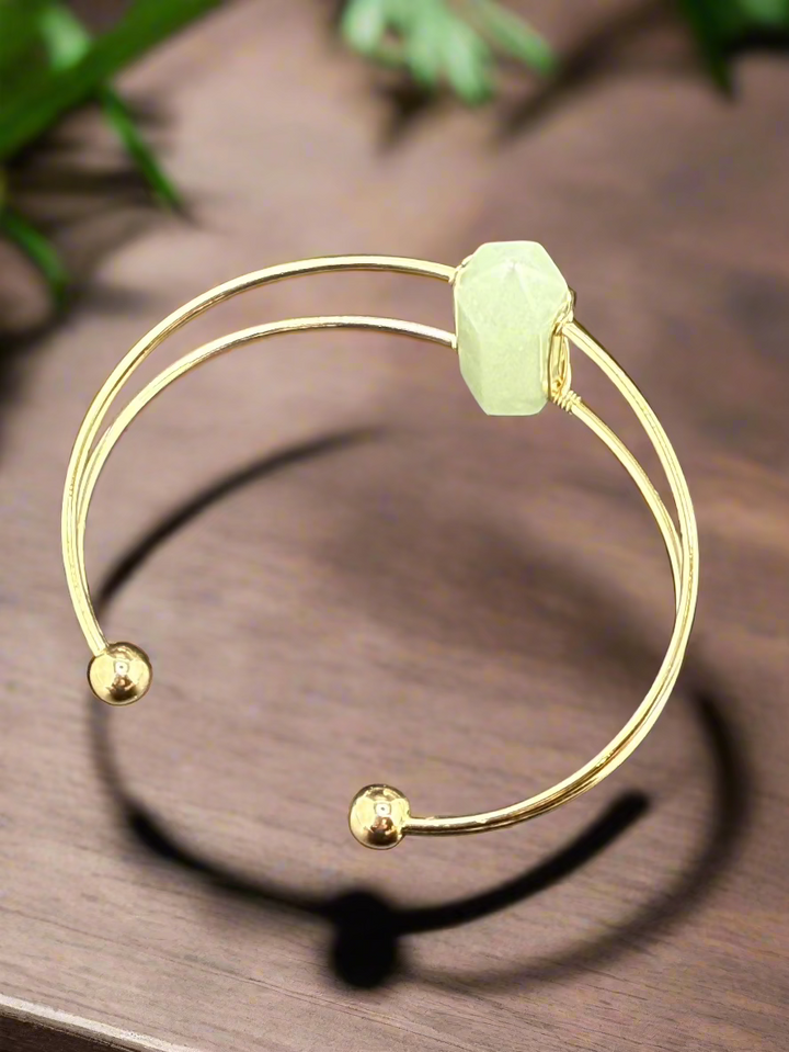 Double Terminated Crystal Point Cuff Bracelet