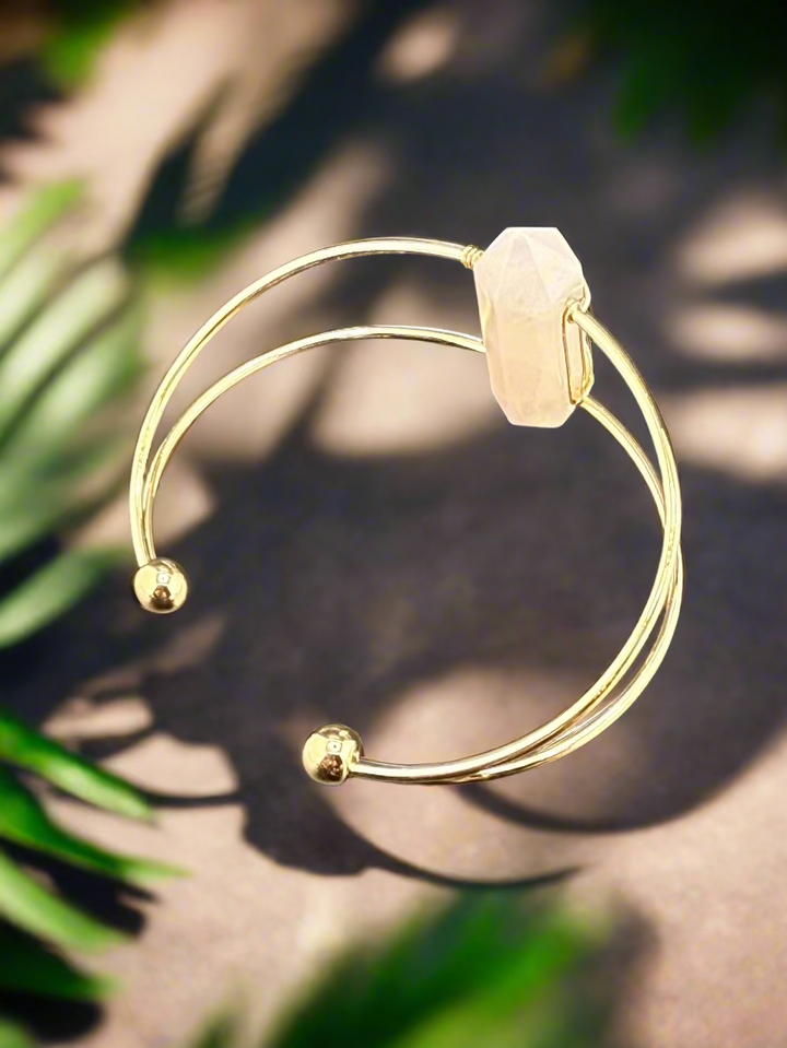 Double Terminated Crystal Point Cuff Bracelet