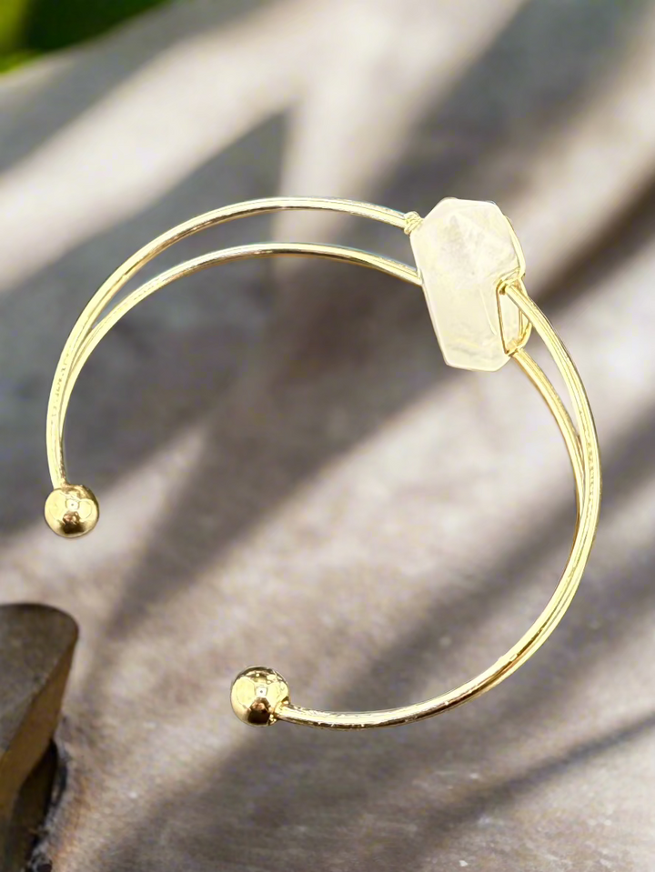 Double Terminated Crystal Point Cuff Bracelet