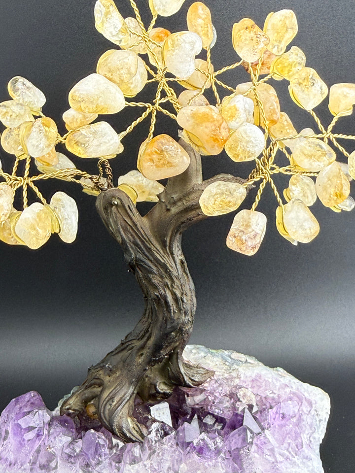 Authentic Brazilian Crystal Tree of Life on Amethyst Base - Citrine (Medium)