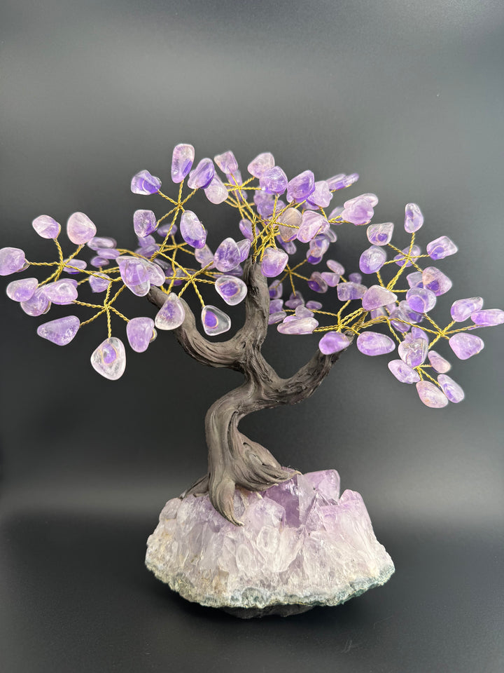 Authentic Brazilian Crystal Tree of Life on Amethyst Base (Large)