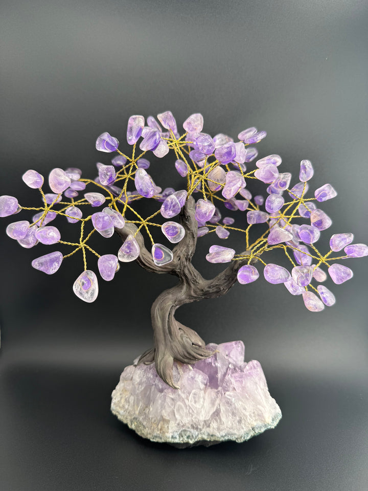 Authentic Brazilian Crystal Tree of Life on Amethyst Base (Large)