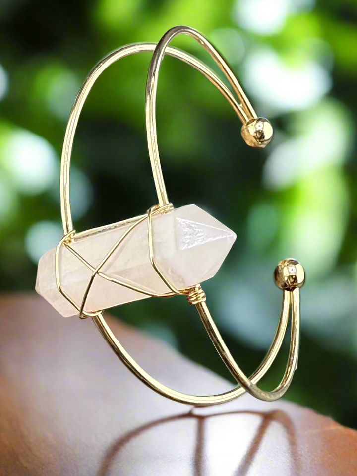 Double Terminated Crystal Point Cuff Bracelet