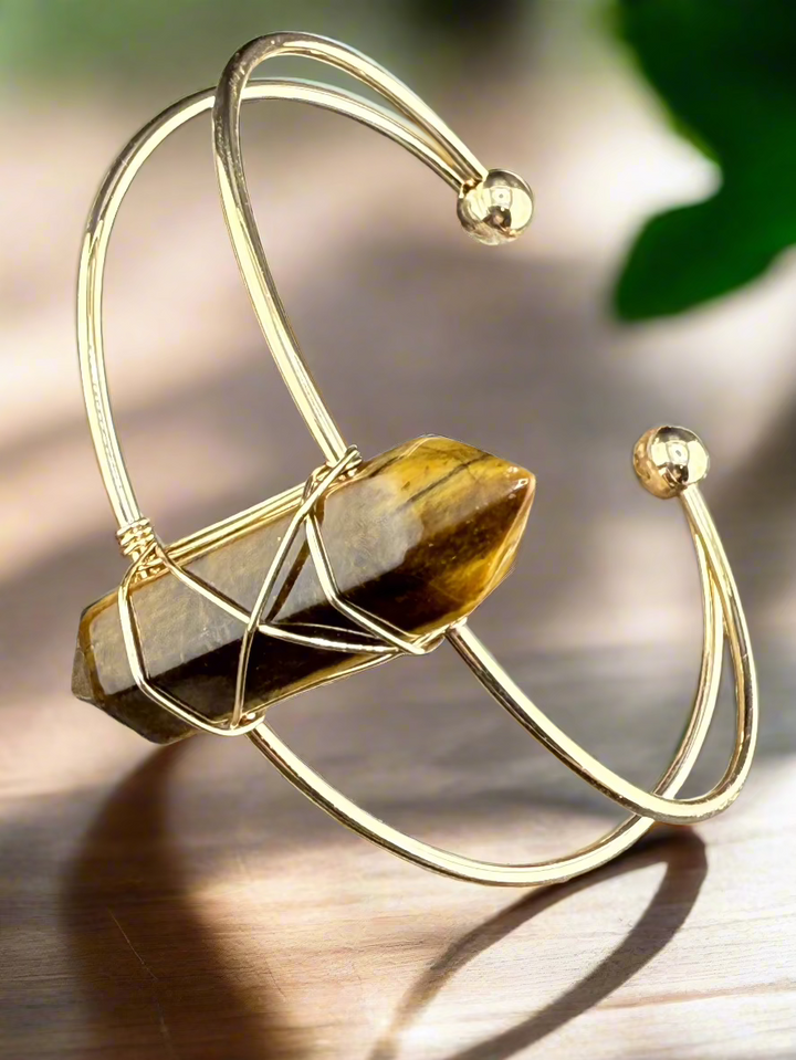 Double Terminated Crystal Point Cuff Bracelet