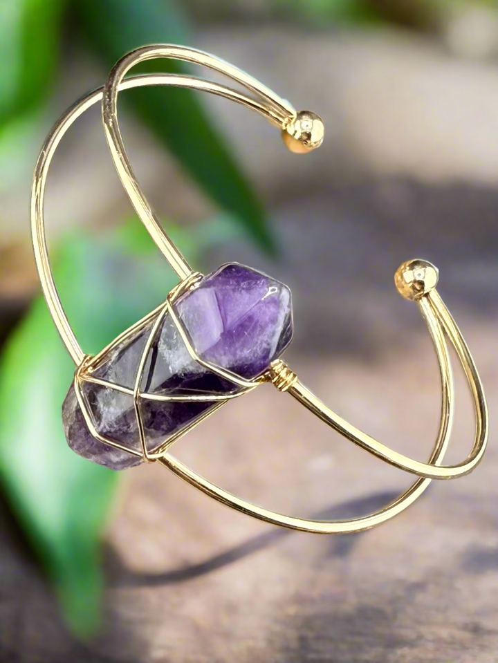 Double Terminated Crystal Point Cuff Bracelet