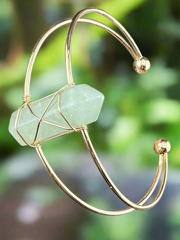 Double Terminated Crystal Point Cuff Bracelet