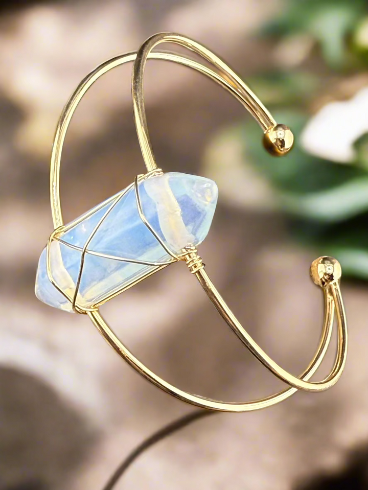 Double Terminated Crystal Point Cuff Bracelet