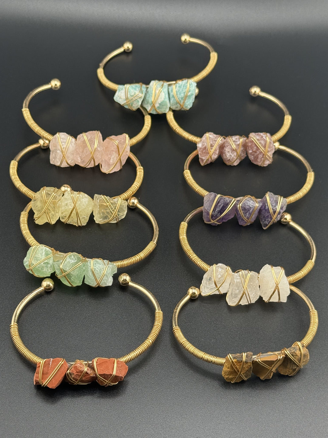 Natural Raw Crystals Cuff Bracelet