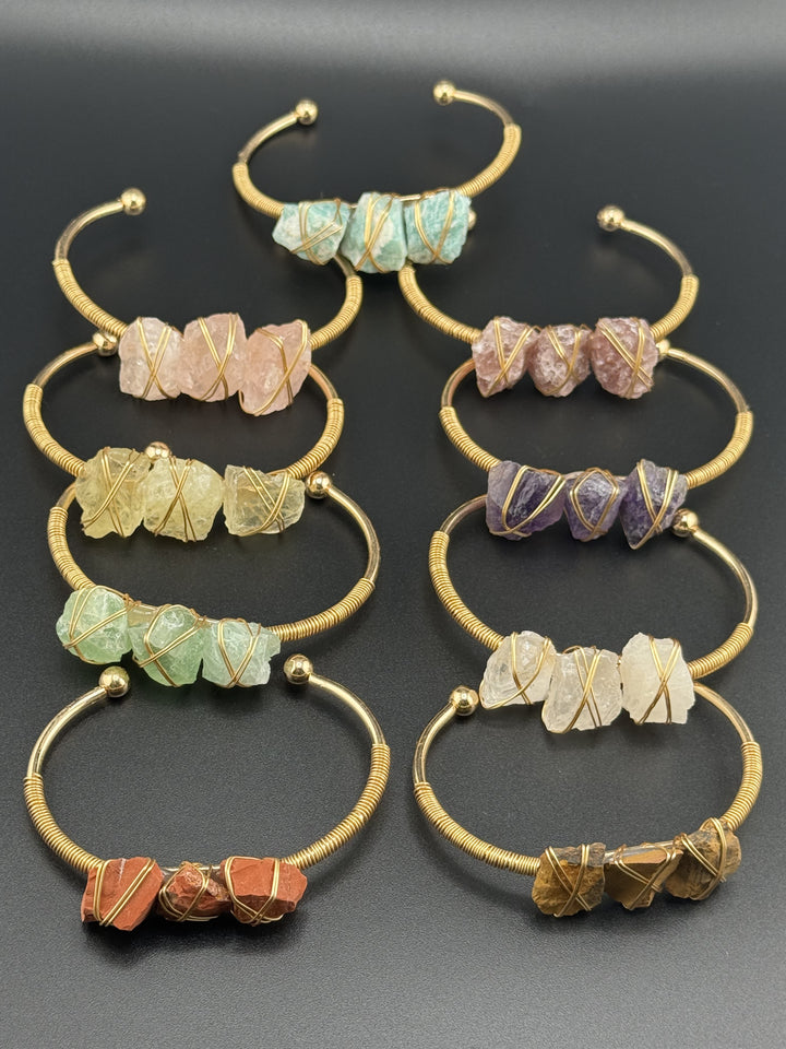 Natural Raw Crystals Cuff Bracelet