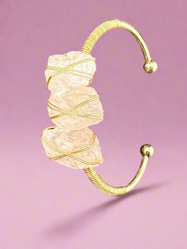 Natural Raw Crystals Cuff Bracelet