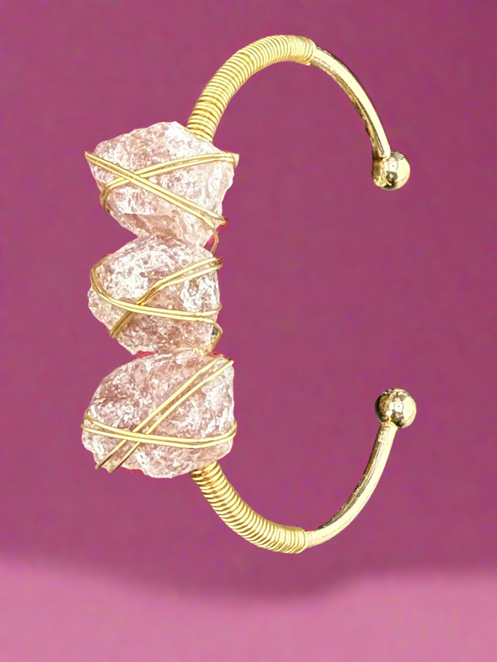 Natural Raw Crystals Cuff Bracelet